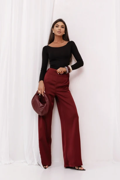 Spodnie satynowe DIVA - Bordo S