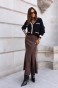 Spódnica skórzana VERA - Brąz L