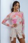 Bluzka tiulowa Blake - Watercolor flowers orange and pink L/XL