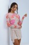 Bluzka tiulowa Blake - Watercolor flowers orange and pink L/XL