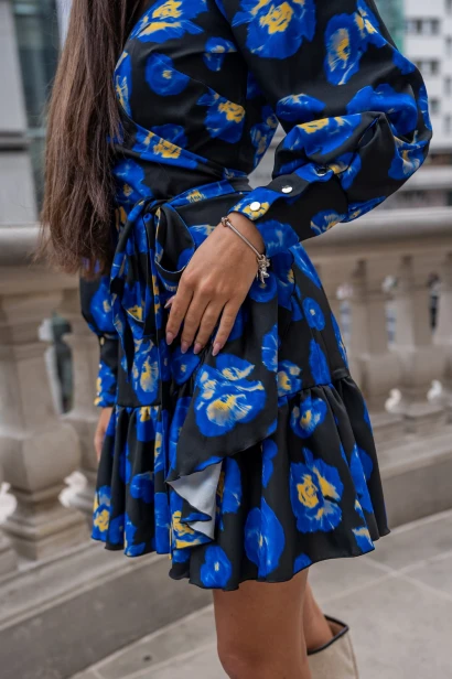 Sukienka "ANNA" krótka - Blue Flowers XS/S