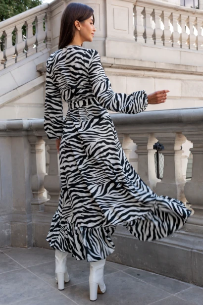 Sukienka "ANNA" długa - Zebra M/L